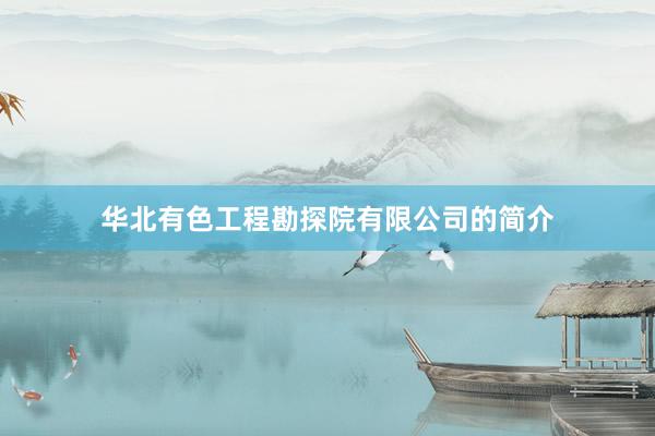 华北有色工程勘探院有限公司的简介