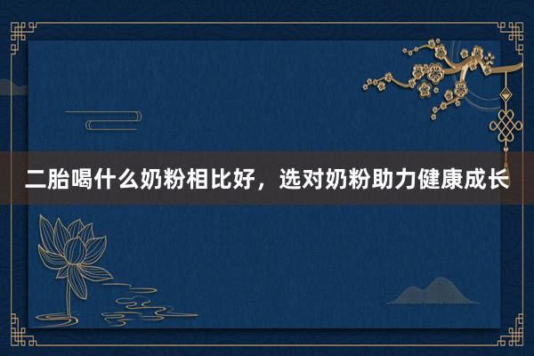 二胎喝什么奶粉相比好，选对奶粉助力健康成长